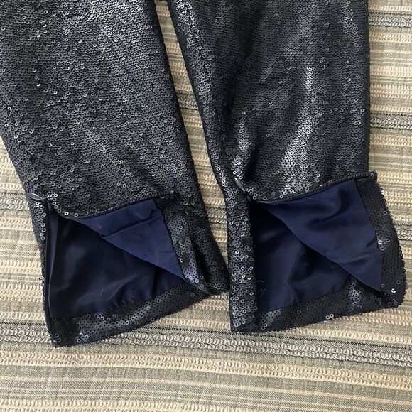 Finders Keepers Women’s Take A Walk Pant Ankle Zip Navy Blue Sequined Small - Picture 10 of 13